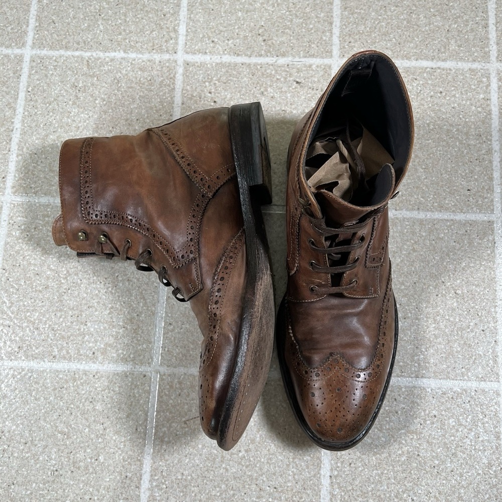 To Boot New York Adam Derrick Mens Boots Size 8 Brown Leather Lace Up Wingtip - Picture 4 of 8